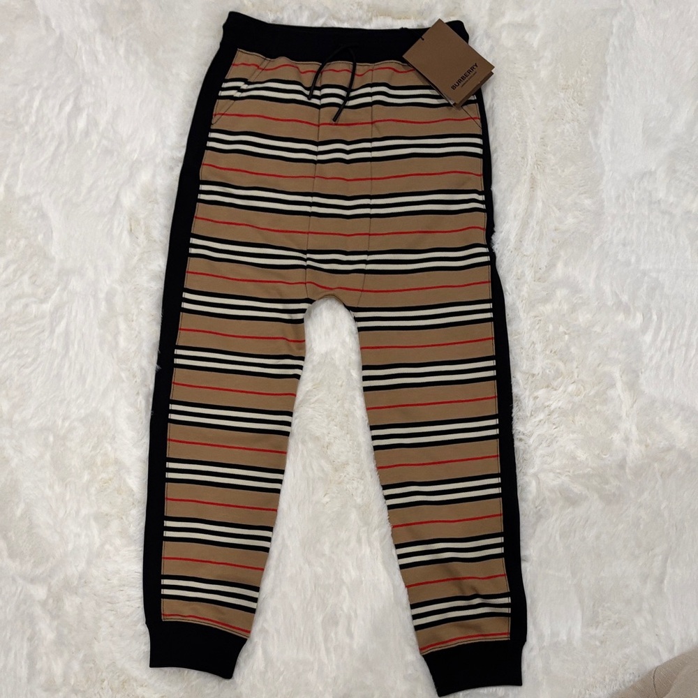 Burberry Kids Striped Sweatpants - Tan, Black, Red